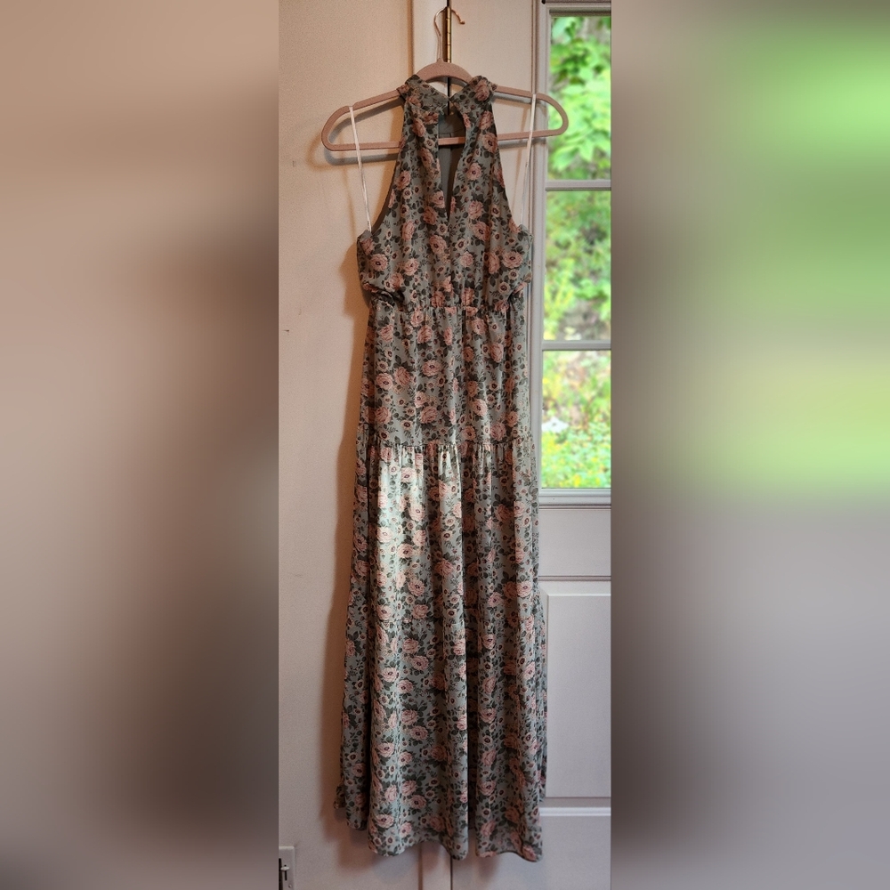 Lulu's Floral Halter Neck Maxi Dress - Picture 2 of 3